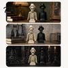Desktop Ornament for Dark Style Decor Gothic Halloween Skull Sculpture with Top Hat And Cape, Spooky Resin Creepy Statue Holiday Skeleton Figurine LED
