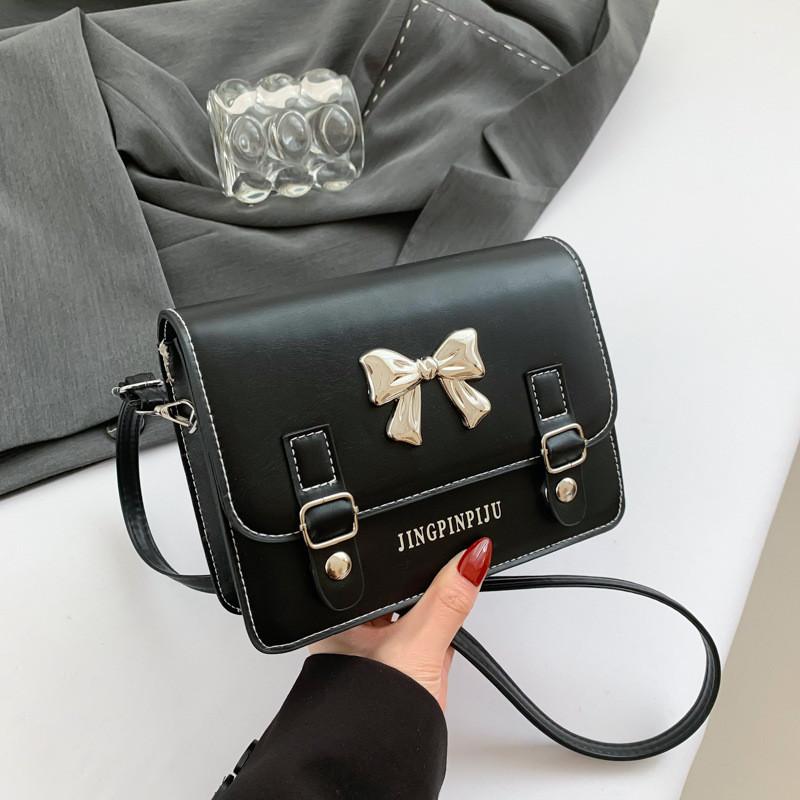 

Trendy Small Square Shoulder Bag With Soft Pu Material And Chic Color Combination Black