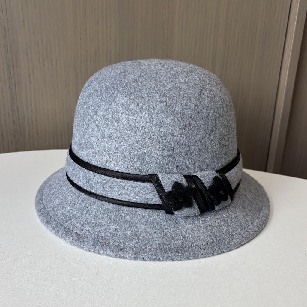 Autumn And Winter British Retro Woolen Hat Women'S Dome Small Edge Thermal Basin Hat Elegant Versatile Simple Felt Top Hat