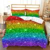 Copripiumino Sfumato Arcobaleno Set Biancheria da Letto Queen Cielo Stellato Colorato Copripiumino Geometrico Astratto in Microfibra con Federe