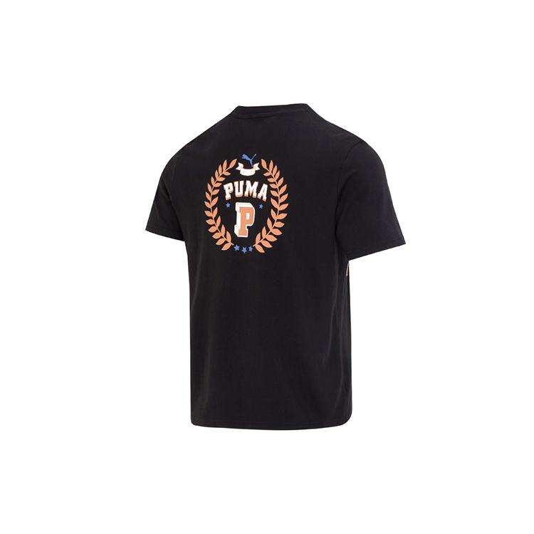 PUMA T Shirts Unisex Black Crew Neck Moderate Straight Fit 677382-01