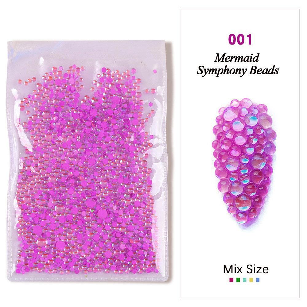 Symphony Nail Art Mermaid Glass Bead Aurora Candy Color Nail Art Trinket Diy Nail Art Nail Drill