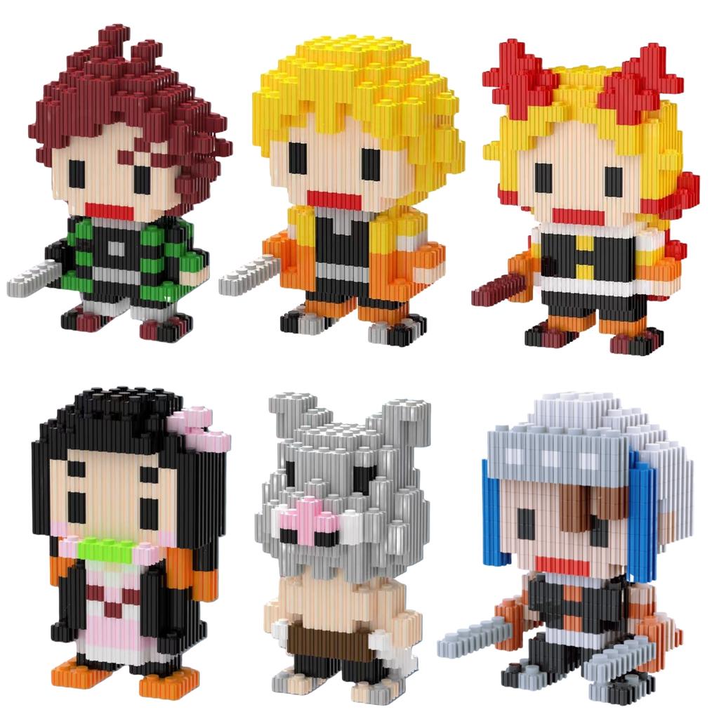 6Cm High Particle Building Blocks Assembly Toys Mini Desktop Ornaments Room Decoration Halloween Christmas Anime Cartoon Kawaii