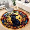 1pc Witch Cat Office Round Area Rug, Under Office Chairs Bedroom Living Room Home Decor, Room Deco, Available in Various Sizes
