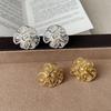 S925 silver needle French delicate lace pleated empty flower stud earrings niche personality trend commuter earrings earrings
