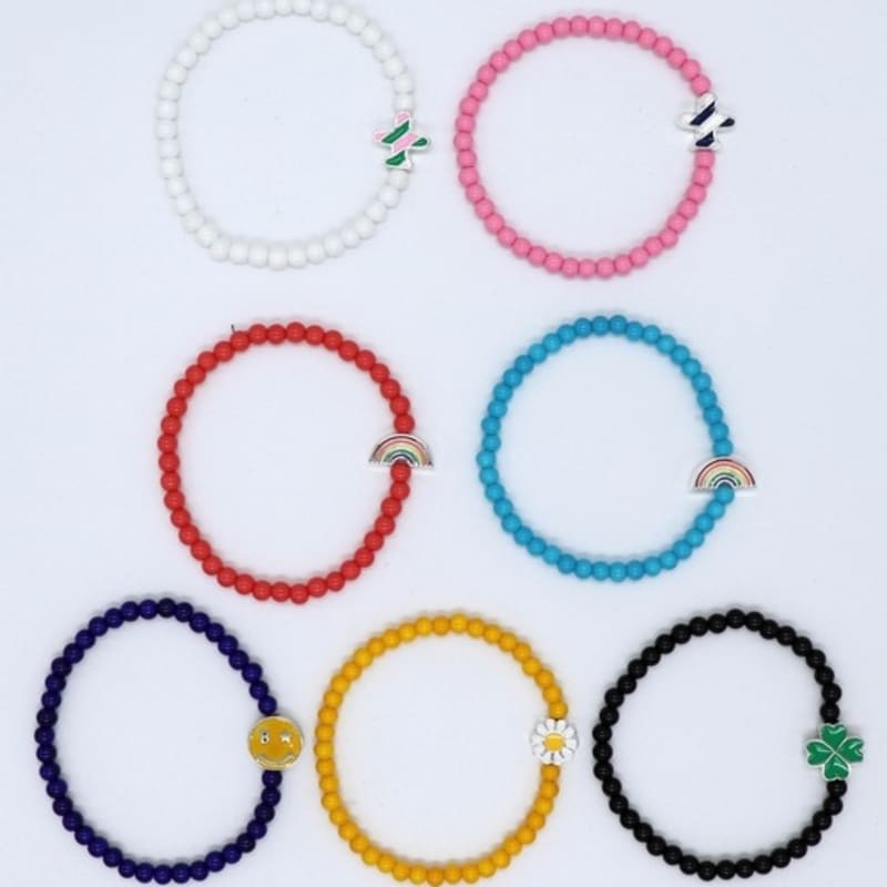 BONBEAU Kitsch Motives Color Glassball Bracelet Kitsch Motif Charm Glassball Bead Bracelet 7 Colors