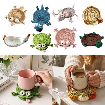 Rutschfeste Basis Gestrickter Getränkeuntersetzer Wärmeisolierung Kaffeepad Heimküche Tischdekoration