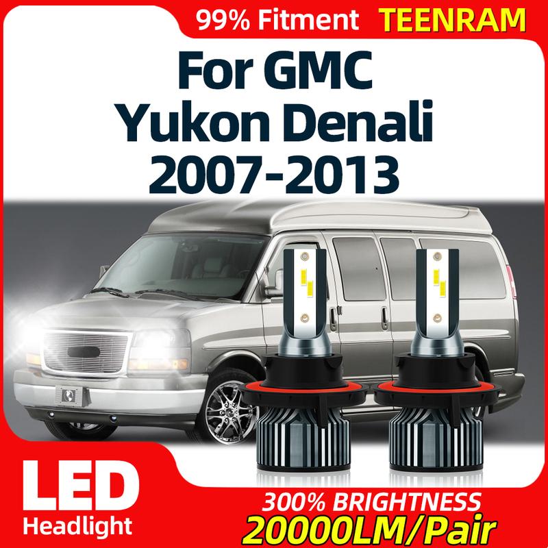 20000LM H13 Canbus LED Headlight 12V Plug-N-Play Car Lights Bulbs 6000K For GMC Yukon Denali 2007 2008 2009 2010 2011 2012 2013 High Low Beam 2PCS