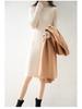 2022 Autumn/Winter Wool Slim Fit Striped A-Line Dress with Pile Collar for Women, Medium Length