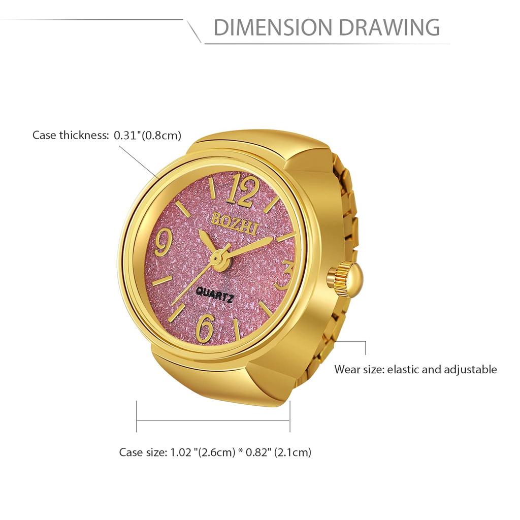 JEWELRYWE Ringuhr Antike Ringuhr Valentinstag Weiß Tagesgeschenk Ringuhr Einheitsgröße Wasserdicht Damen Analog Gold Geburtstag Jahrestag Rosa