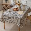 Nordic Style Blue Floral Cotton Linen Tablecloth - Retro Pastoral Design for Dining or Photo Background