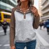 Felpa con collo alto e cuciture a contrasto, casual, comoda, autunnali, da donna, con scollo a V e motivo a zigzag, Muscle Sense