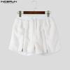 INCERUN Men Drawstring Elastic Waist Zip-up Hem Furry Mini Shorts Pants
