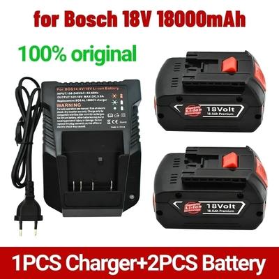 Neuer 18-V-Akku 18.0ah für Bosch Bohrmaschine 18-V-Lithium-Ionen-Akku Bat609, Bat609g, Bat618, Bat618g, Bat614 + Ladegerät