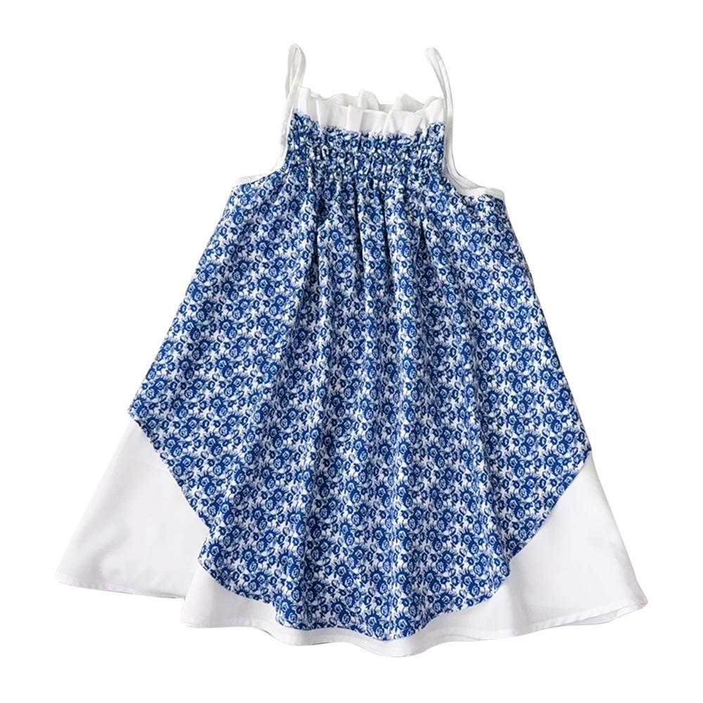 Girls Summer Floral Spaghetti Strap Dress Stylish Princess Vacation Sundress Kids Fashion Sleeveless Party Gown