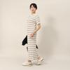 Champion Casual Short Sleeve Cotton USA Crew Neck Garment Wash Striped Dress In Natural Women's (CW-B309)