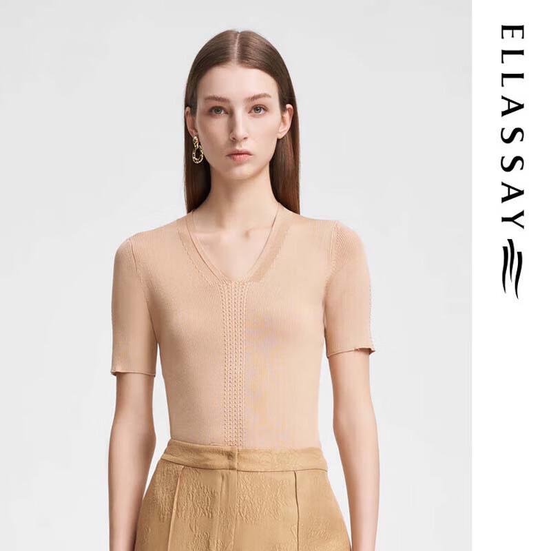 ELLASSAY Women's Slim V-Neck Knit Top