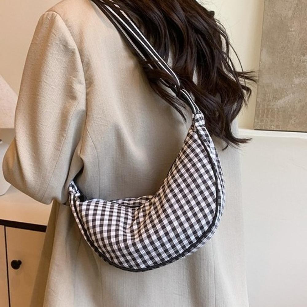 Lerret Rutete Skulderveske Allsidig Dumplingveske Søt Nylon Crossbody-veske Utendørs