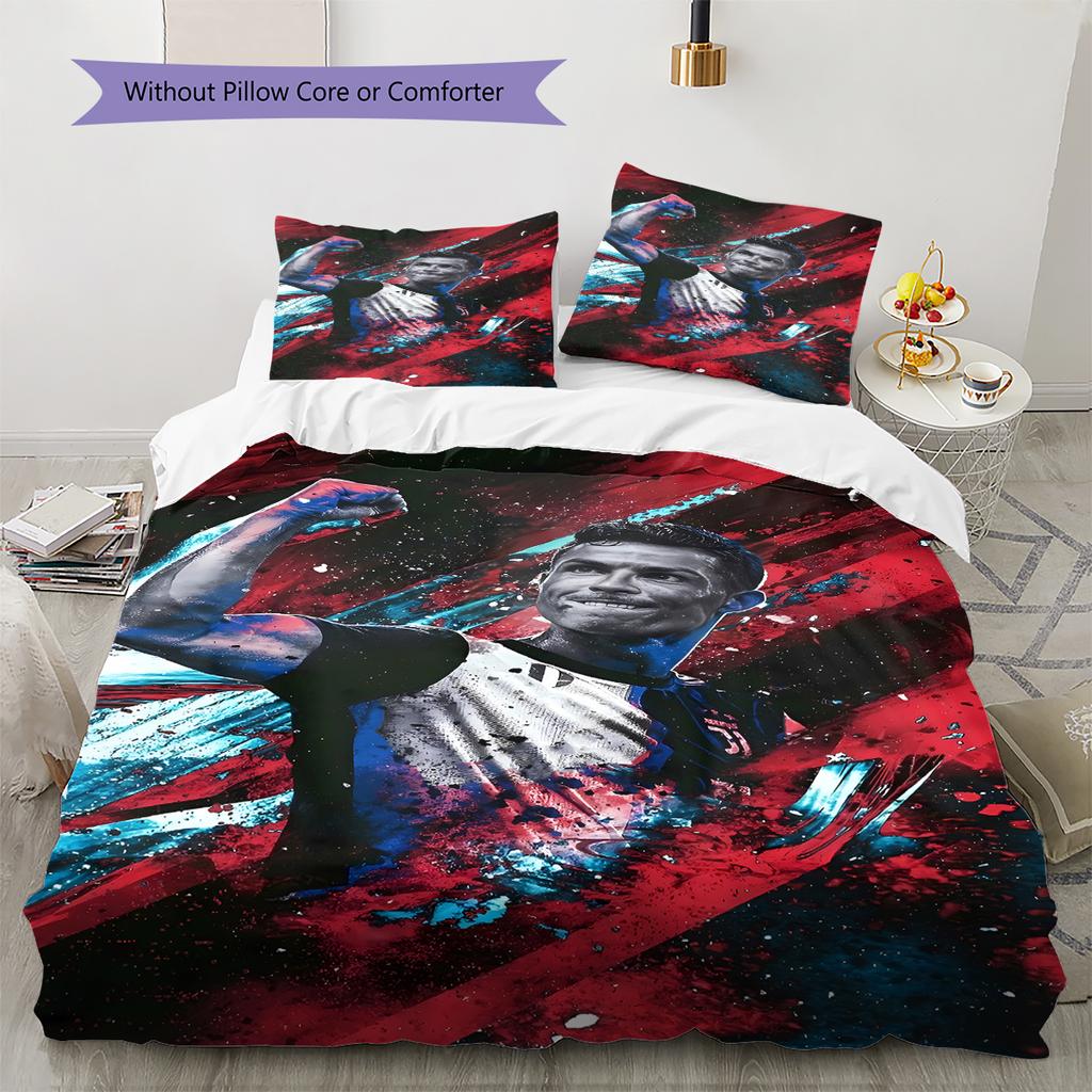 CR7 Pattern Bedding,Quilt Set Quilt Cover Pillowcase Home Birthday Gift (1 * duvet cover + 2 * pillowcase, without core)