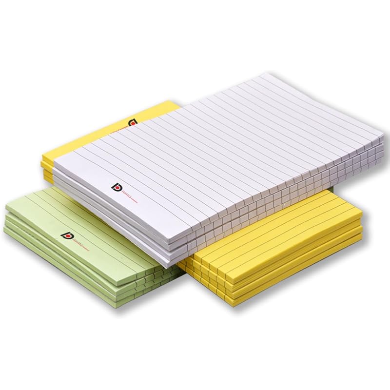 Coi Wide Ruled 5x8 Zoll 50 Blatt Liniertes Schreibheft, Weiß | Gelb | Grün - Packung mit 12