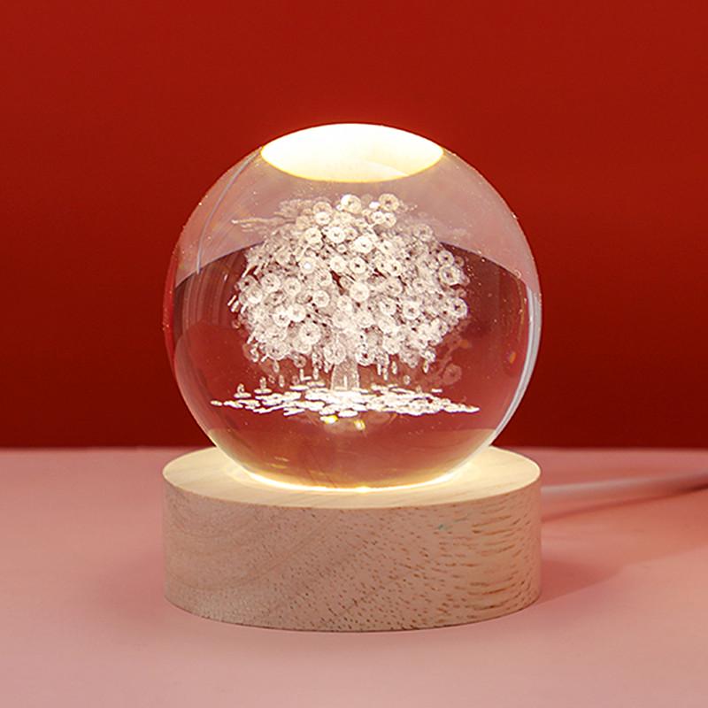 Crystal Ball Starry Night Light: Luminous Glass Solar System Ornament - Perfect Birthday Gift for Women