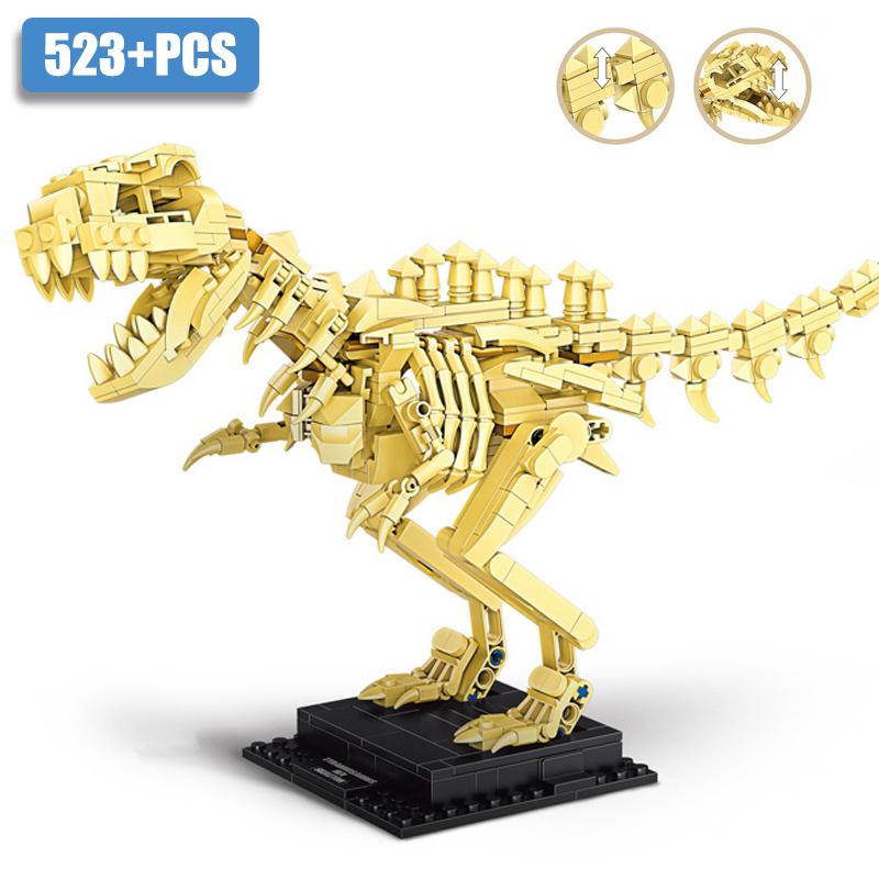 Jurassic Dinosaur World Park T-rex Triceratops Skeleton Building Blocks Indominus Rex Dino Fossil Bricks Toys Gift For Children