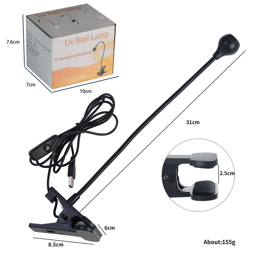 Mini Manicure Uv Glue Curing Light Purple Light With Clip And Switch Usb Light One Light Multi-Purpose