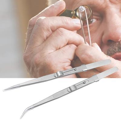 Matte Jewelry Tweezers Multipurpose Stainless Steel Straight Curved Diamonds Tweezers for Watch Repair