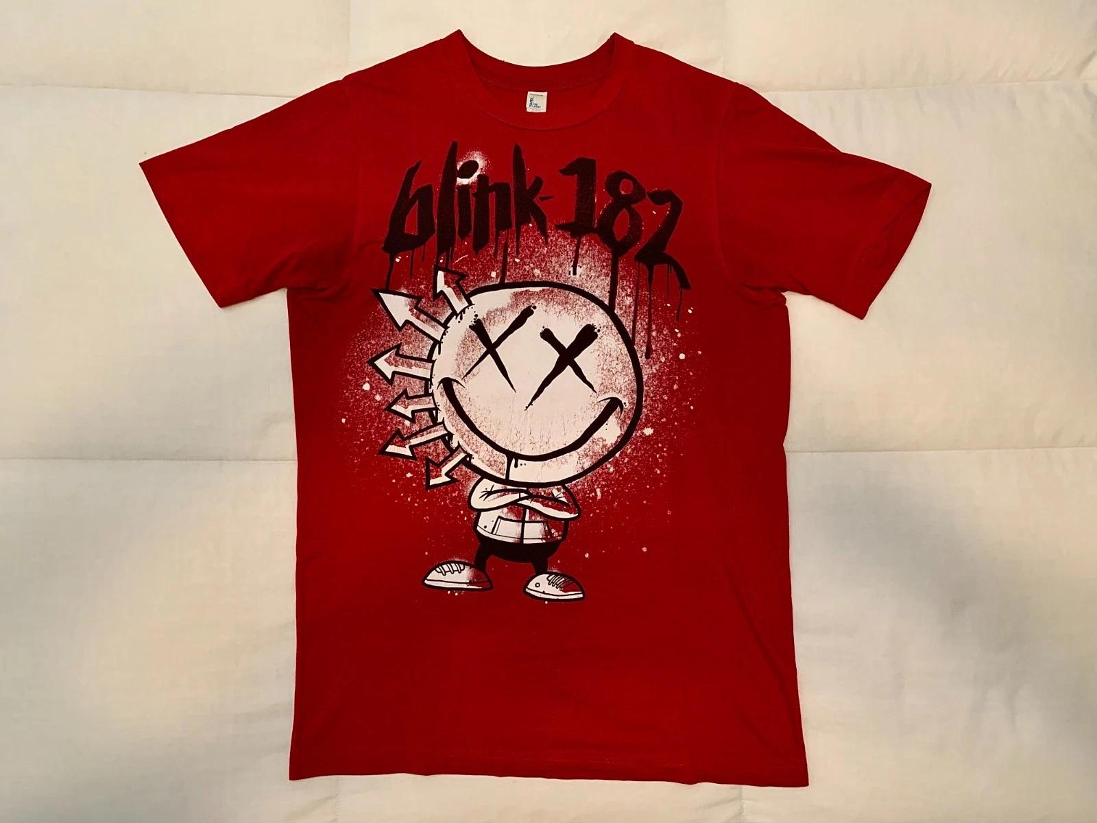 Blink-182 Pop Punk Rock Band Smiley Logo T-Shirt Official Reunion 2009 Size S 3XL