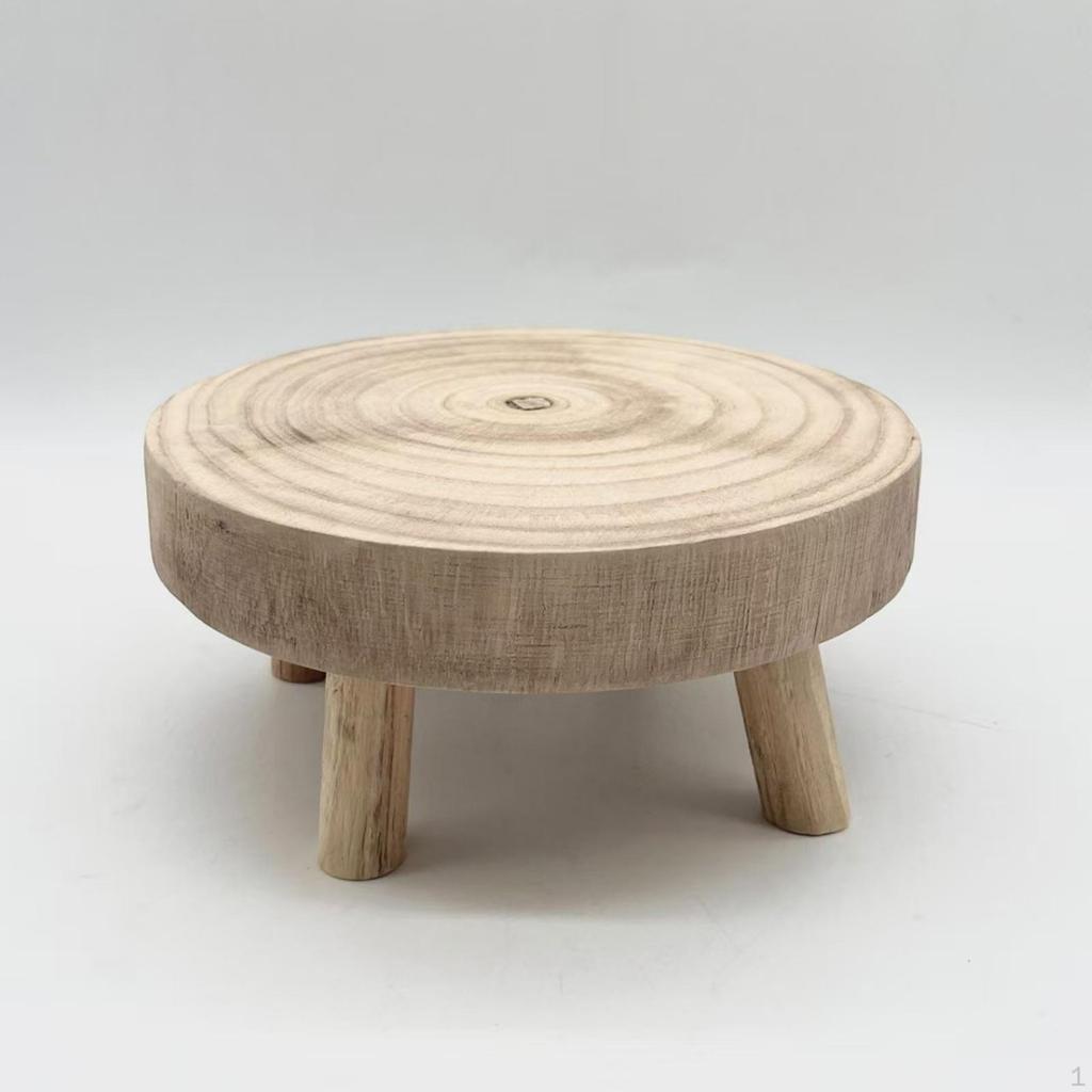 Pflanzenständer aus Holz Rund Erhöhung Innen Außen Ausstellung Blumentopfhalter Hocker für Terrasse