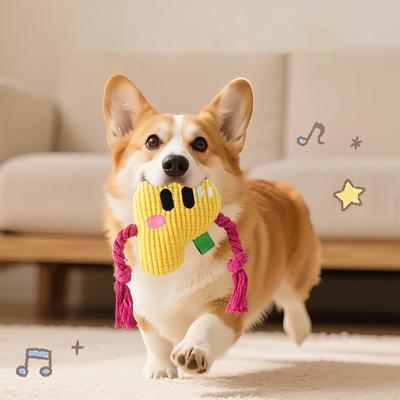 Plush Letter P Dog Toy With Rope, Squeaky Chew And Tug Toy For Interactive Play And  Health (Yellow)