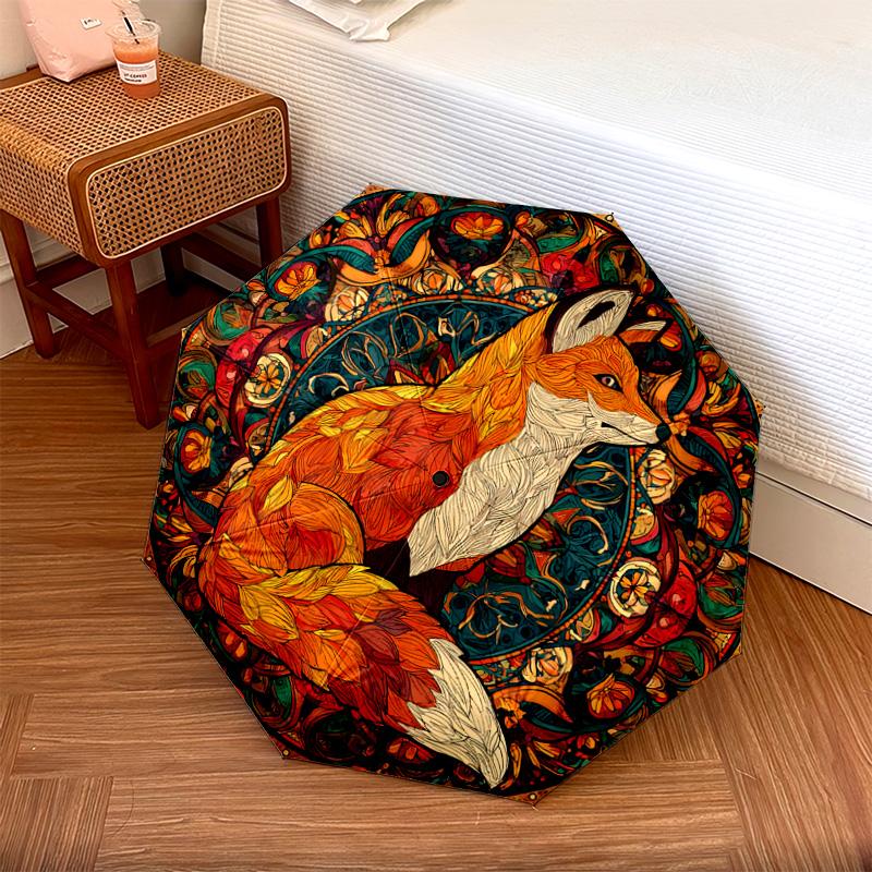 1 PC Automatic Folding Umbrella - Fox Pattern, Portable & Foldable Design with 8 Ribs, Christmas Birthday Gifts