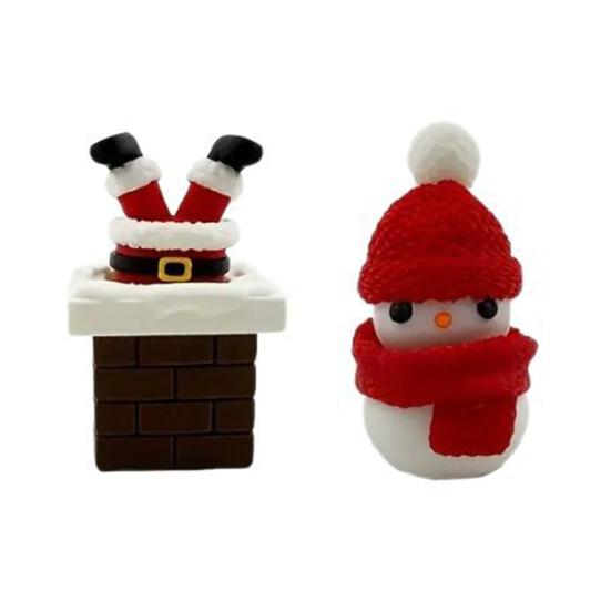 Yousheng 1/2/3/4Pcs 3D Printed Christmas Figurine Santa Snowman Star Topper Xmas Tree Gift Box Statue Holiday Party Decoration Ornament