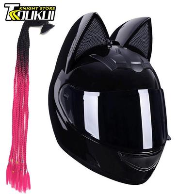 Frauen Motorrad Helm Nette Katze Ohr Geschenk Für Freundin Moto Helm DOT Zertifizierung Integralhelm Capacete De Moto