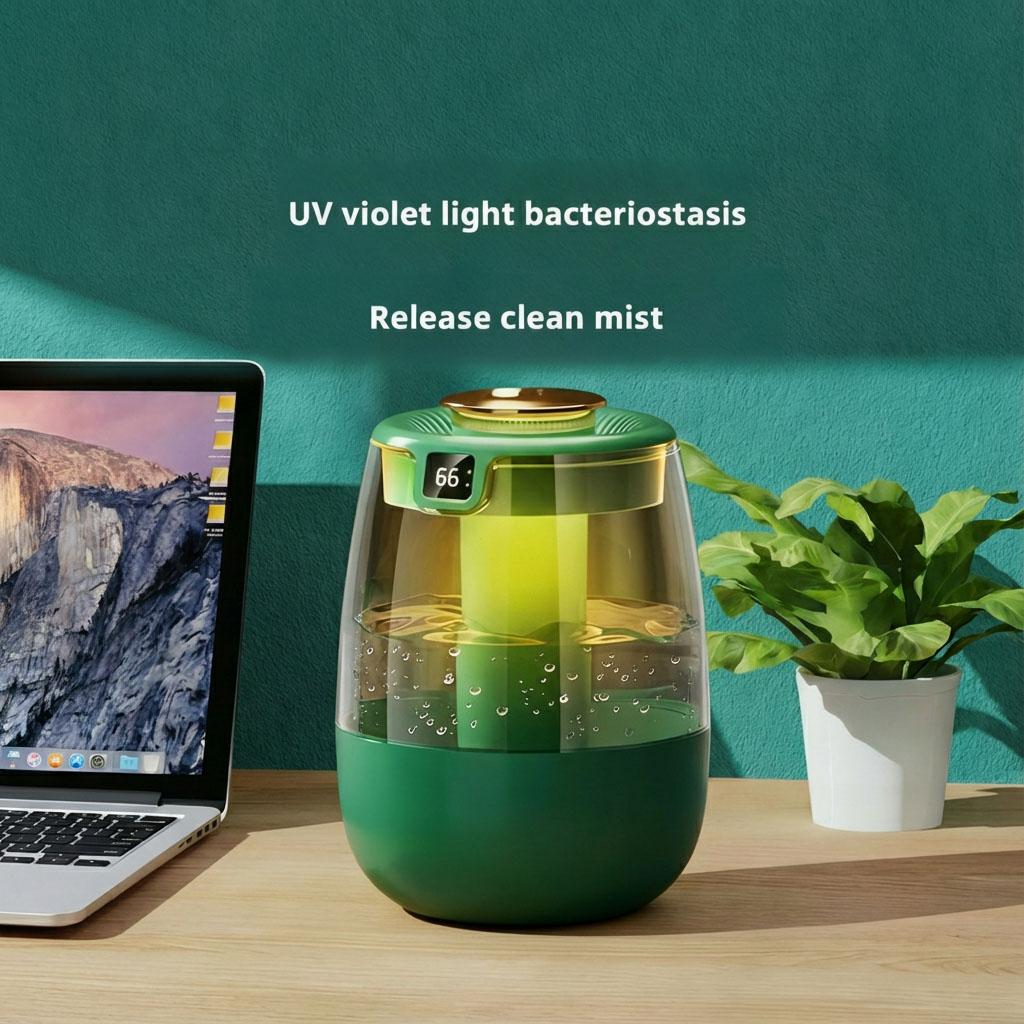 Doppeldüsen-Luftbefeuchter mit Digitalanzeige & UV-Sterilisation - 280ml/h Starknebel-Ultraschall-Diffusor für Zuhause/Büro