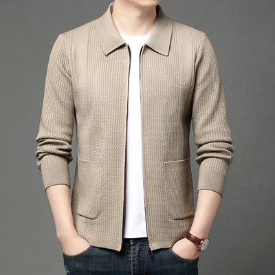 High-Quality Men's Knitted Cardigans Solid Color Simple Business Lapel Knitwear Coat Man Autumn Sweater Jacket
