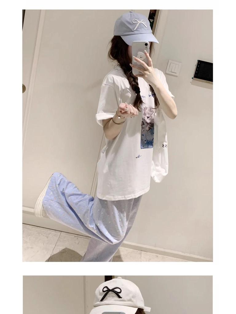 Women's 2024 Polka Dot High Waist Wide Leg Pants - Casual Summer Ice Silk