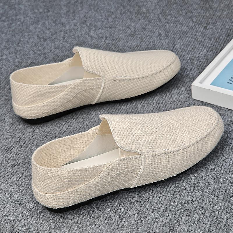 Canvas summer new breathable black cloth shoes lazy driving soft-soled Doudou trendy shoes