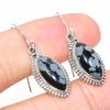 Natural Snowflake Obsidian Gemstone 925 Solid Sterling Silver Earring 1.50" A7W69