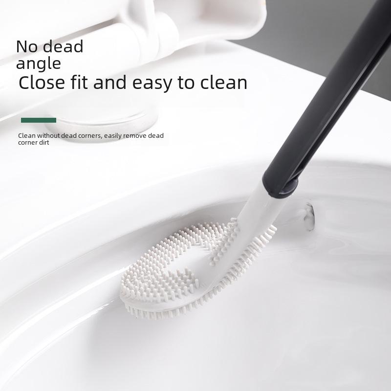 Double-Sided Long Handle Toilet Brush with Soft Bristles for Efficient Cleaning