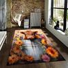 Highland Cow with Flowers carpet Non-slip rug suitable for living room and bedroom sofas