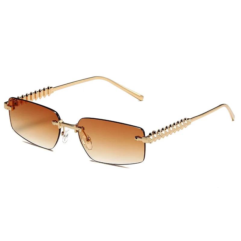 

Rimless Metal Sunglasses Women For Men Vintage Punk Luxury Brand Designer Outdoor Driving Popular Hip Hop Ins Sun Glasses Uv400 As the photo