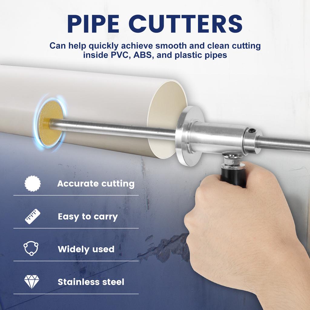Stainless Steel PVC Pipe Inside Cutter Depth Adjustable Internal Pipe Cutter Tool Labor Saving PVC Tubing Cutting Kit for ABS