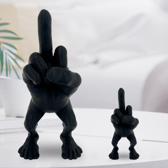 2Pcs/Set Middle Finger Figure Statue Desktop Flip-off Hand Figurine with Legs Rebellious Middle Finger Ornament for Office Bedroom Desk Decor Gag Gift