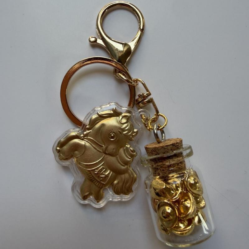 

2026 Year of the Horse Lucky Keychain Glass Bottle Keyring Cute Cultural Gift Accessory A4