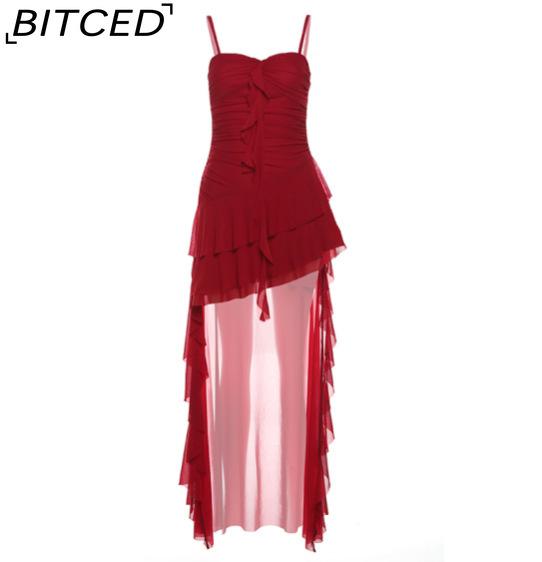 

BITCED Spring Women s Solid-Colour Slim-Fit High-Waisted Fashion Off-the-Shoulder Strapless Dress L красный