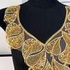 1Pcs Golden Sequin Beaded Embroidery Leaf-Shaped Collar Patches Applique Clothing Accessories
