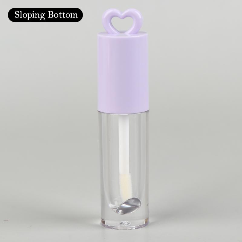 2.5ml Pink Heart-Shaped Lip Gloss Tube with Applicator Brush and Keychain – Empty Container for DIY Makeup