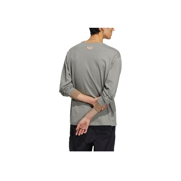 Adidas Originals Trefoil X Melting Sadness Co-Branded Rabbit Hole Series Graphic Print Sports Long Sleeve T-Shirt Unisex Tops Earth-Brown HY4190