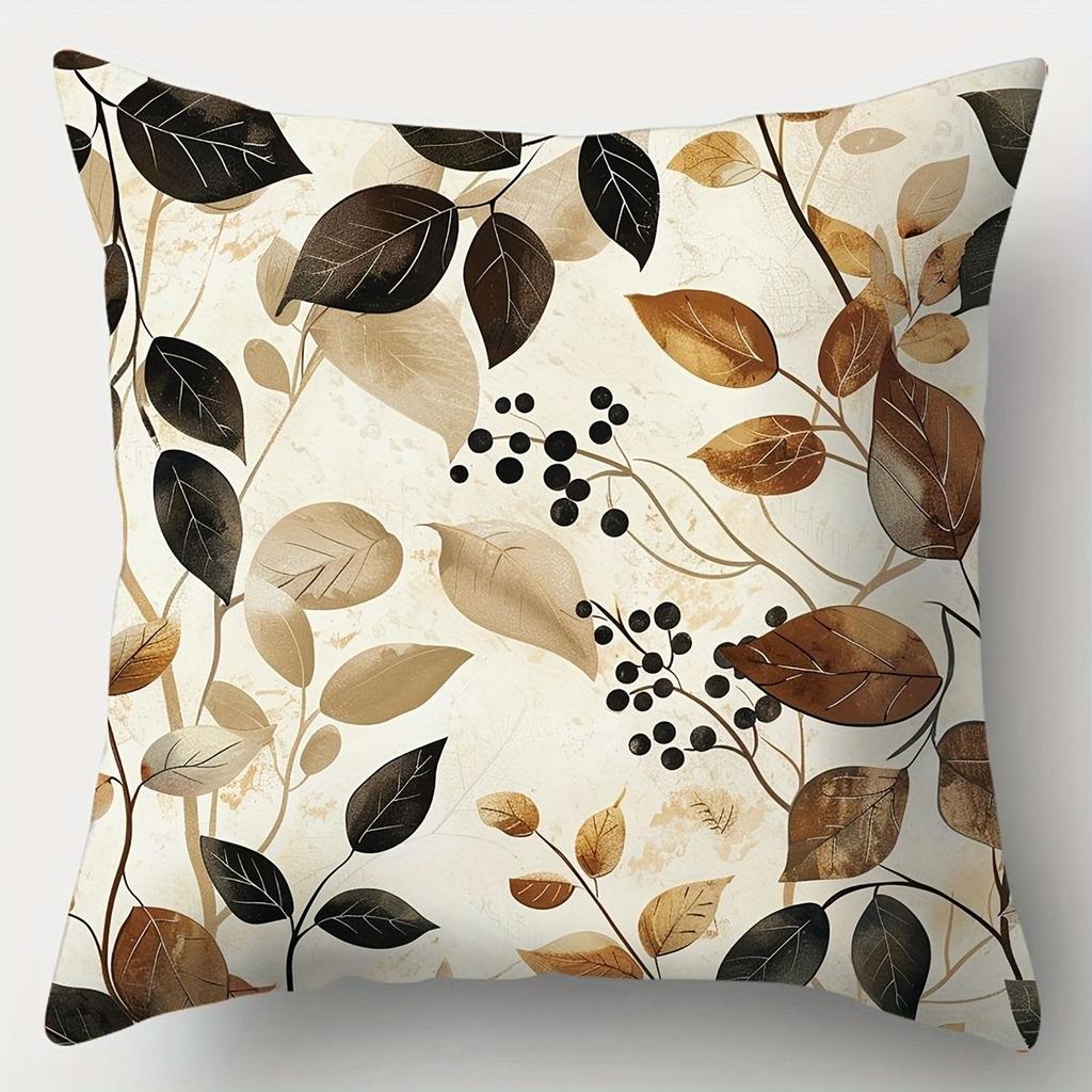Floral Leaf Patterned Pillow Covers for Home ,Sofa Bedroom Cushion Cover, Single-sided Printing, Without Pillow Core